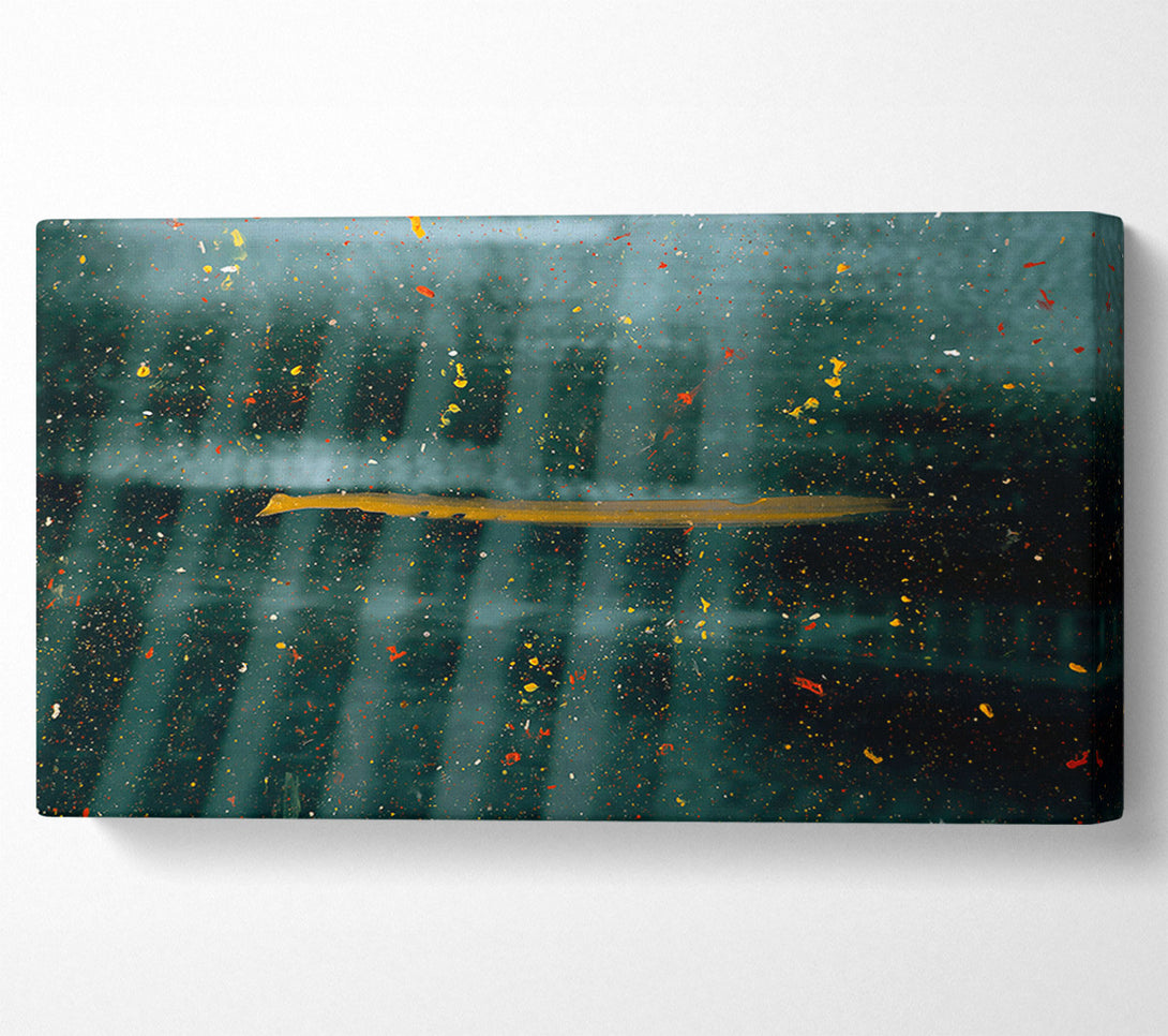  A Canvas Print of Teal Splashes And Gold Canvas Print