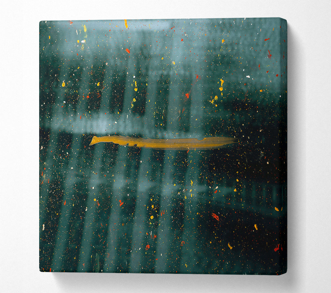  A Canvas Print of Teal Splashes And Gold Canvas Print