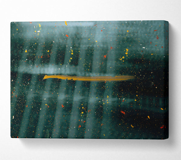  A Canvas Print of Teal Splashes And Gold Canvas Print