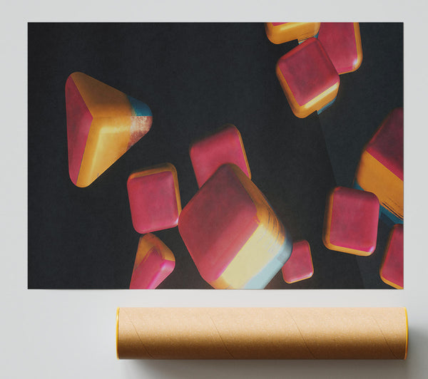 Golden Red Geometry Poster