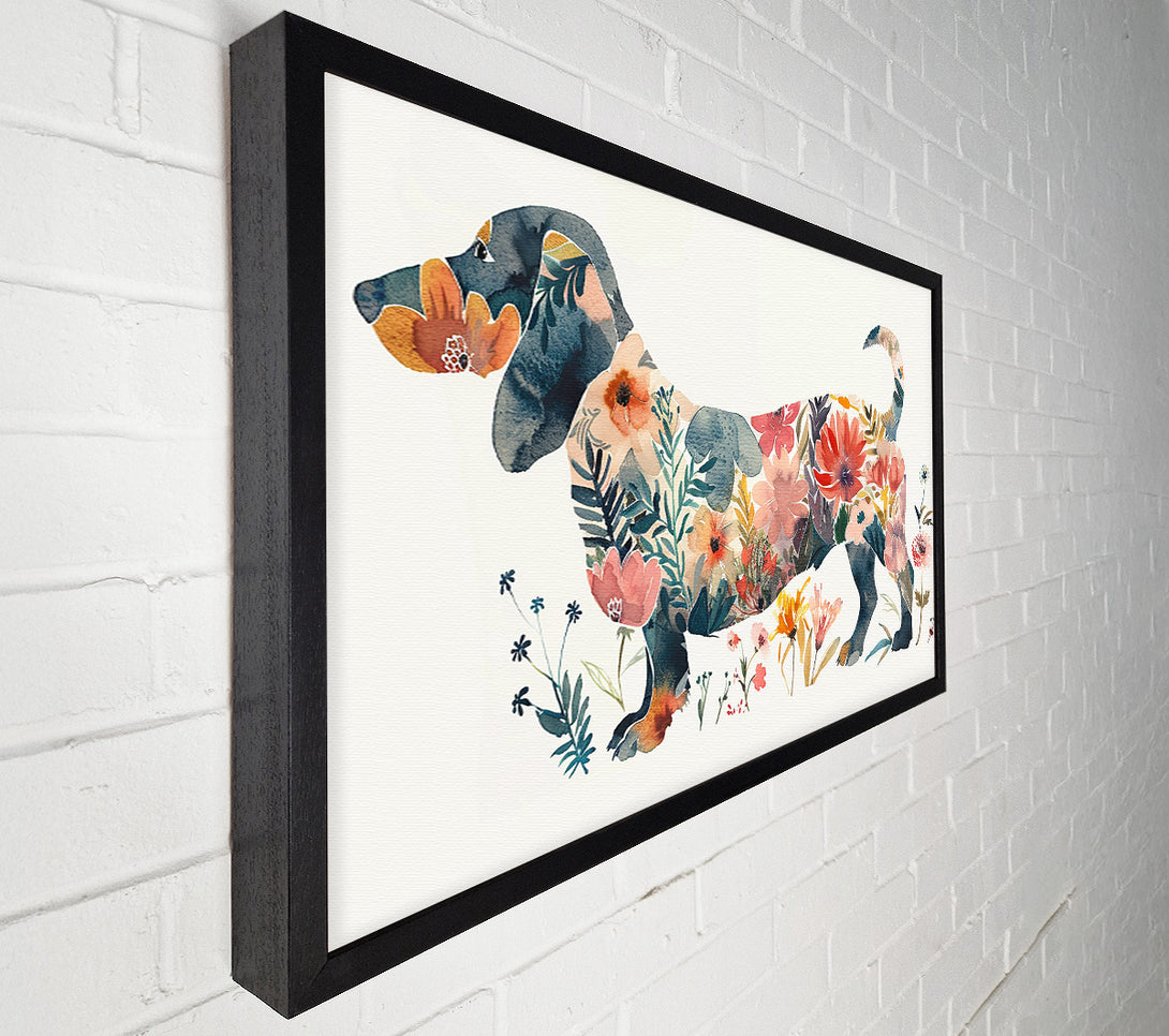  A Canvas Print of Flower Dachshund Canvas Art