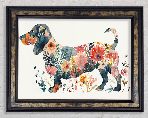 Flower Dachshund Framed Print