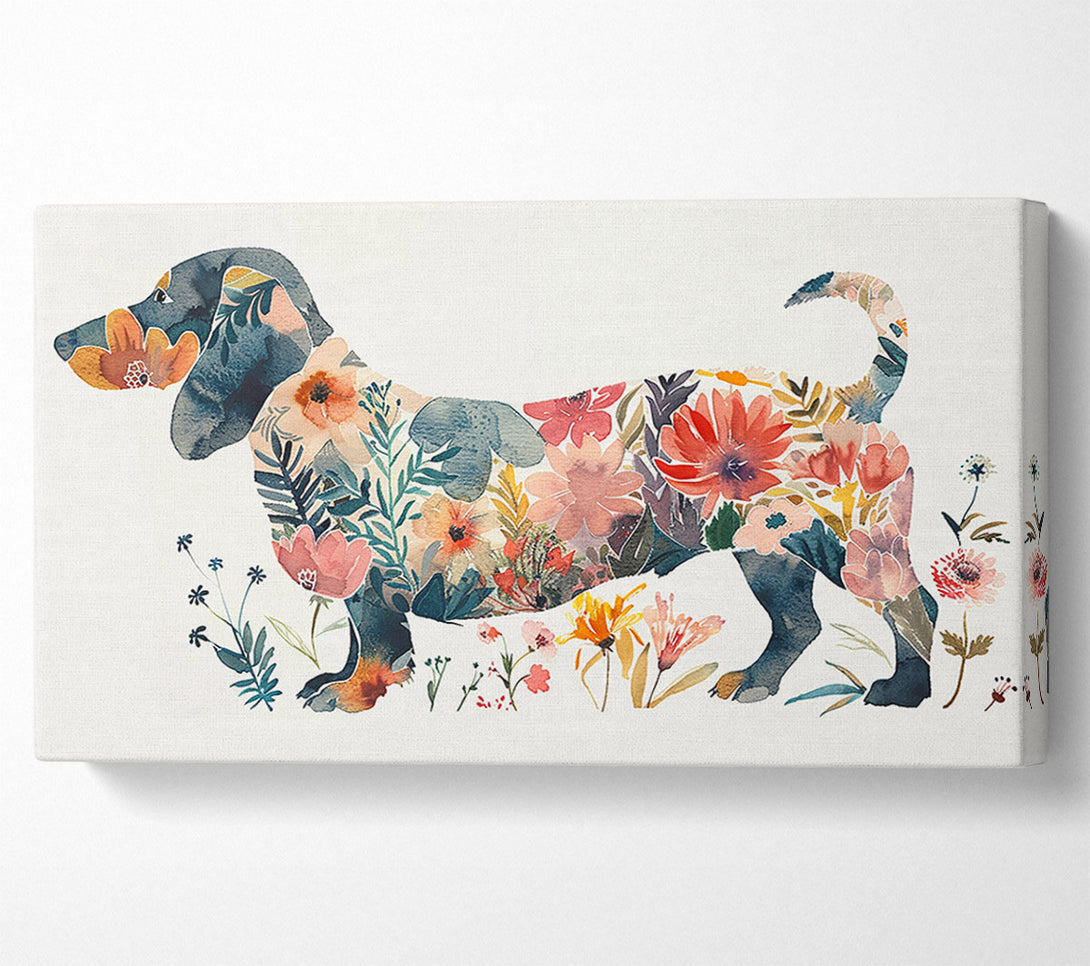  A Canvas Print of Flower Dachshund Canvas Art