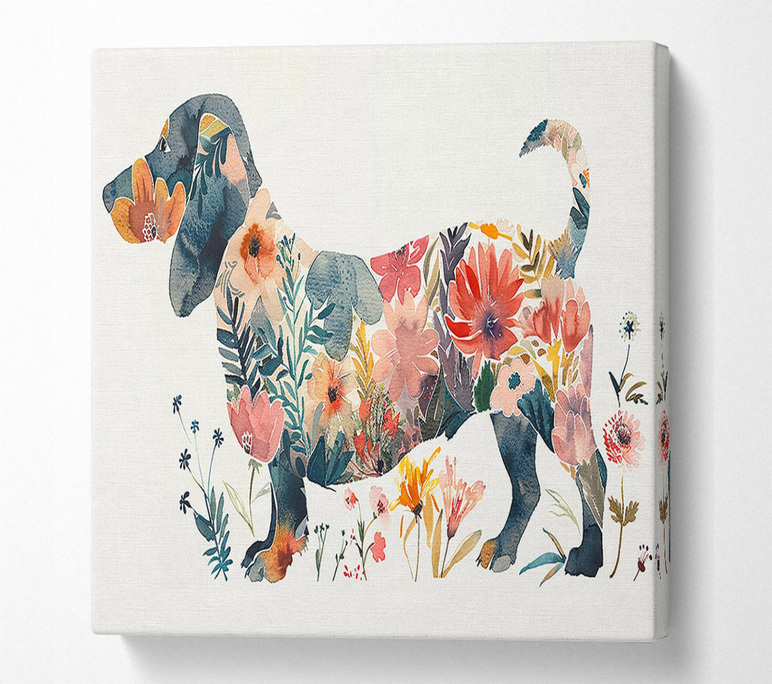  A Canvas Print of Flower Dachshund Canvas Art