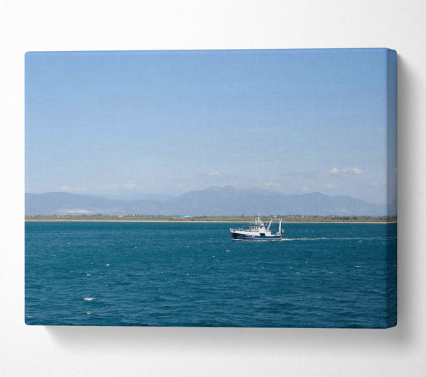  A Canvas Print of Blue Horizon Boat Canvas Print