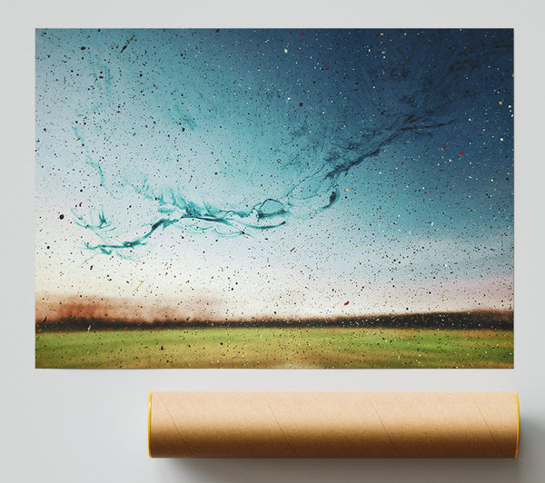 Teal Spattered Sky Print
