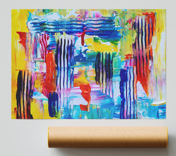 Yellow Abstract Stripes Print