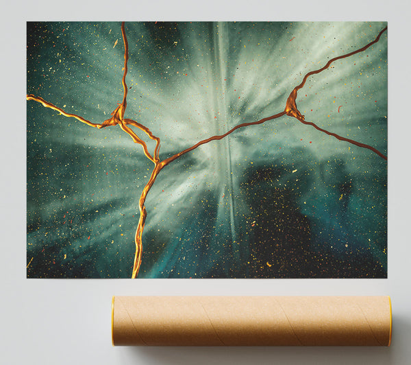 Teal Cosmic Crack Giclee Print