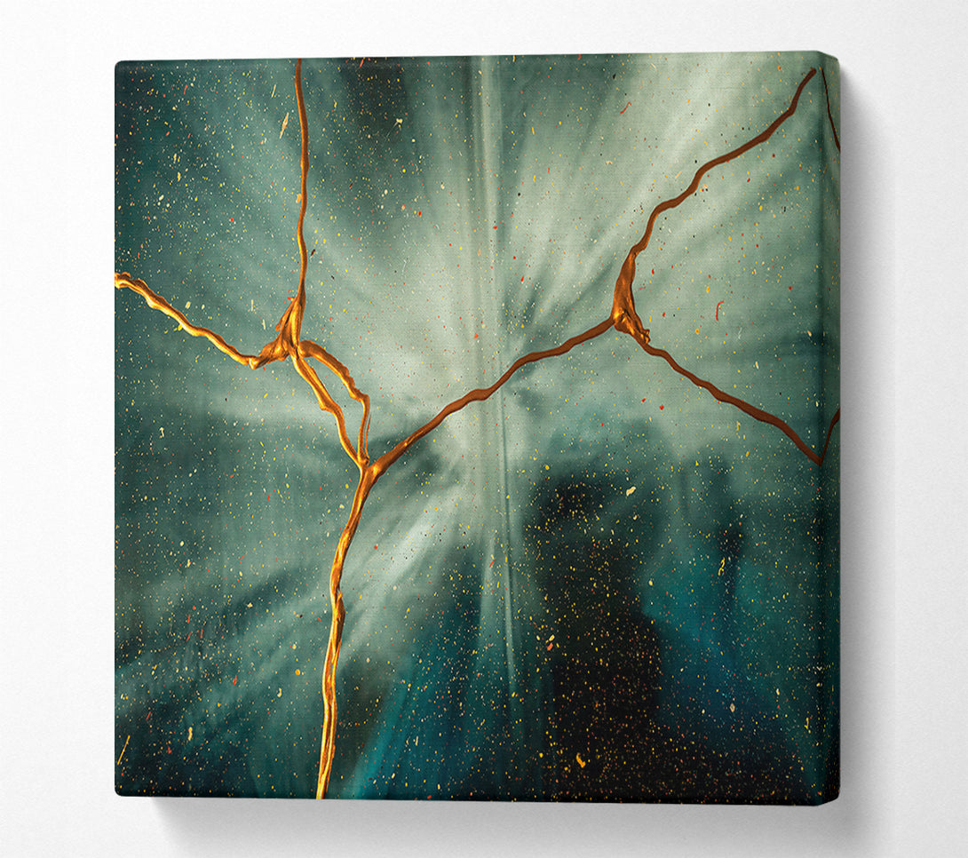  A Canvas Print of Teal Cosmic Crack Canvas Art