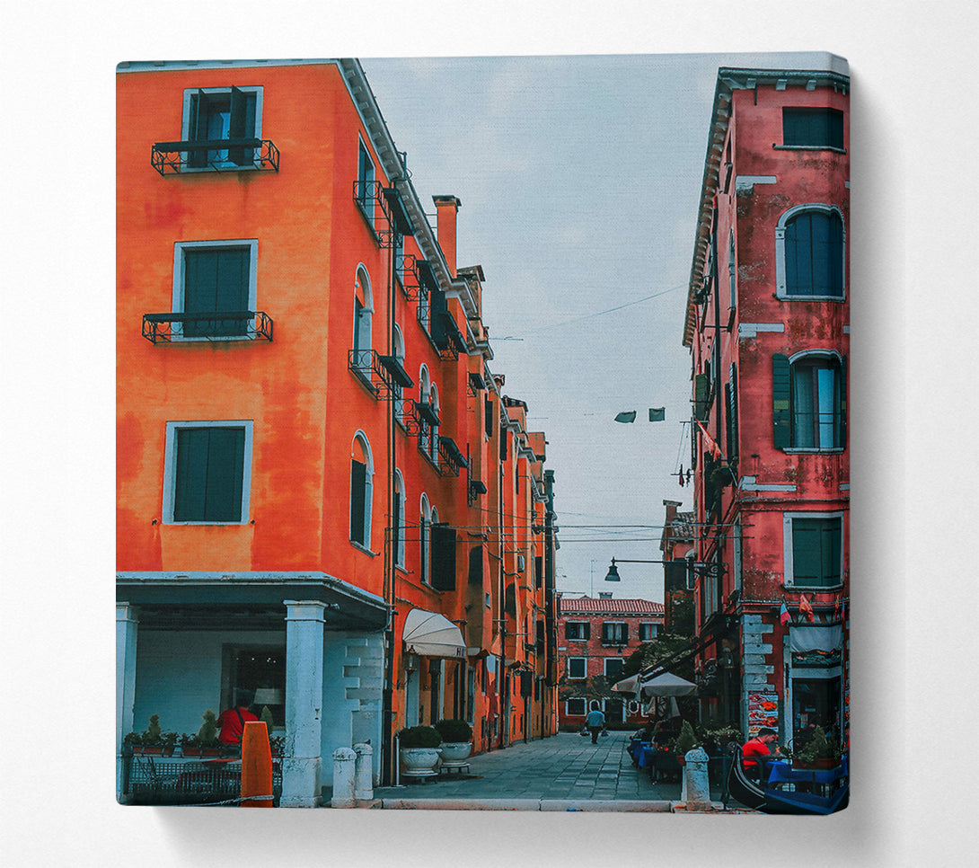  A Canvas Print of Orange Italian Alleyway Canvas Wall Art