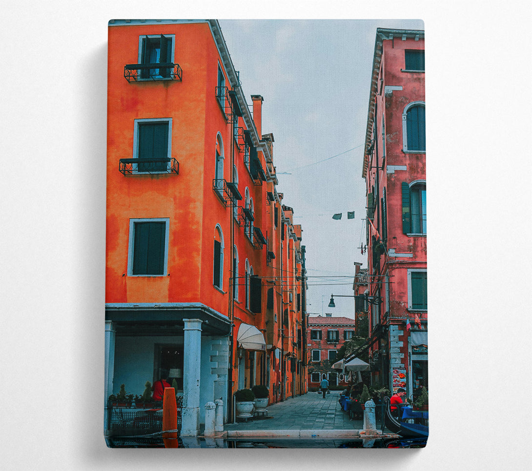  A Canvas Print of Orange Italian Alleyway Canvas Wall Art