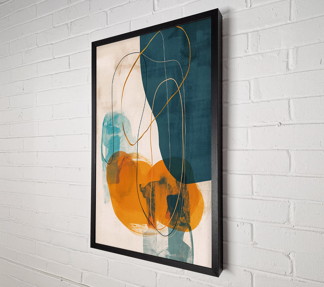  A Canvas Print of Golden Teal Abstraction Canvas Art