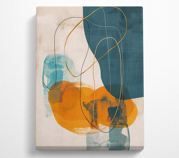  A Canvas Print of Golden Teal Abstraction Canvas Art