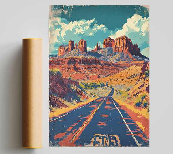 Blue Road Through Red Rocks Poster