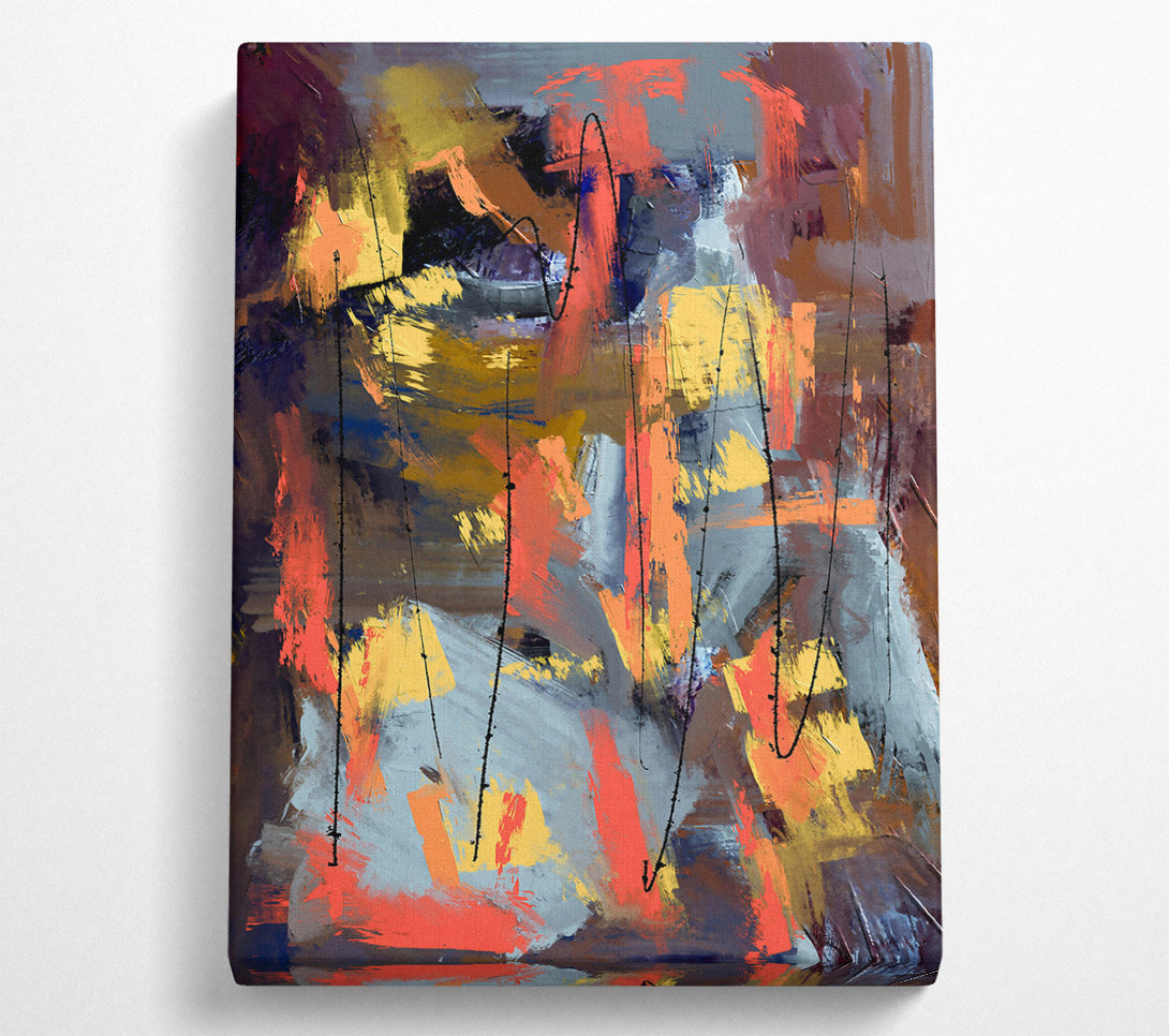  A Canvas Print of Orange Abstract Expressionism Canvas Art