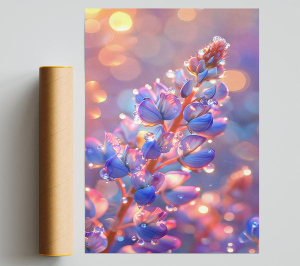 Blue Bloom Sparkle Giclee Print