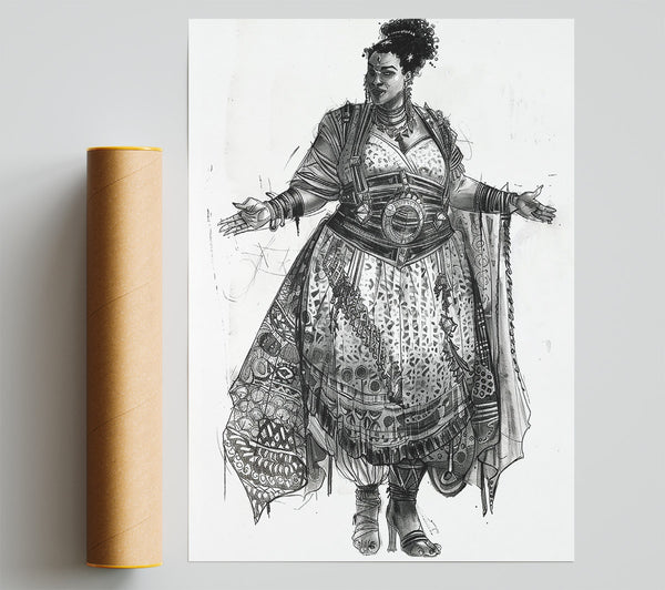 White Tribal Queen Print