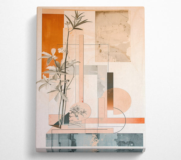  A Canvas Print of Peach Floral Abstract Canvas Art