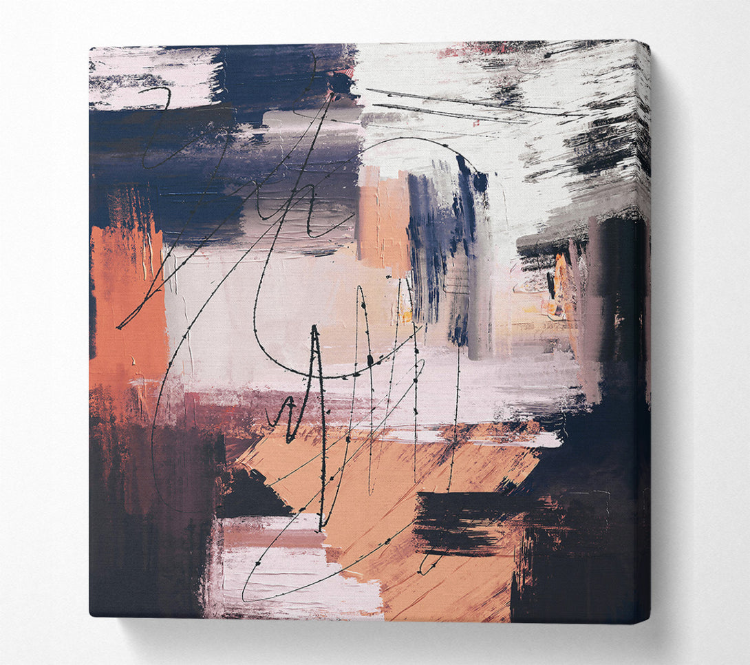  A Canvas Print of Peach Abstract Lines Canvas Wall Art