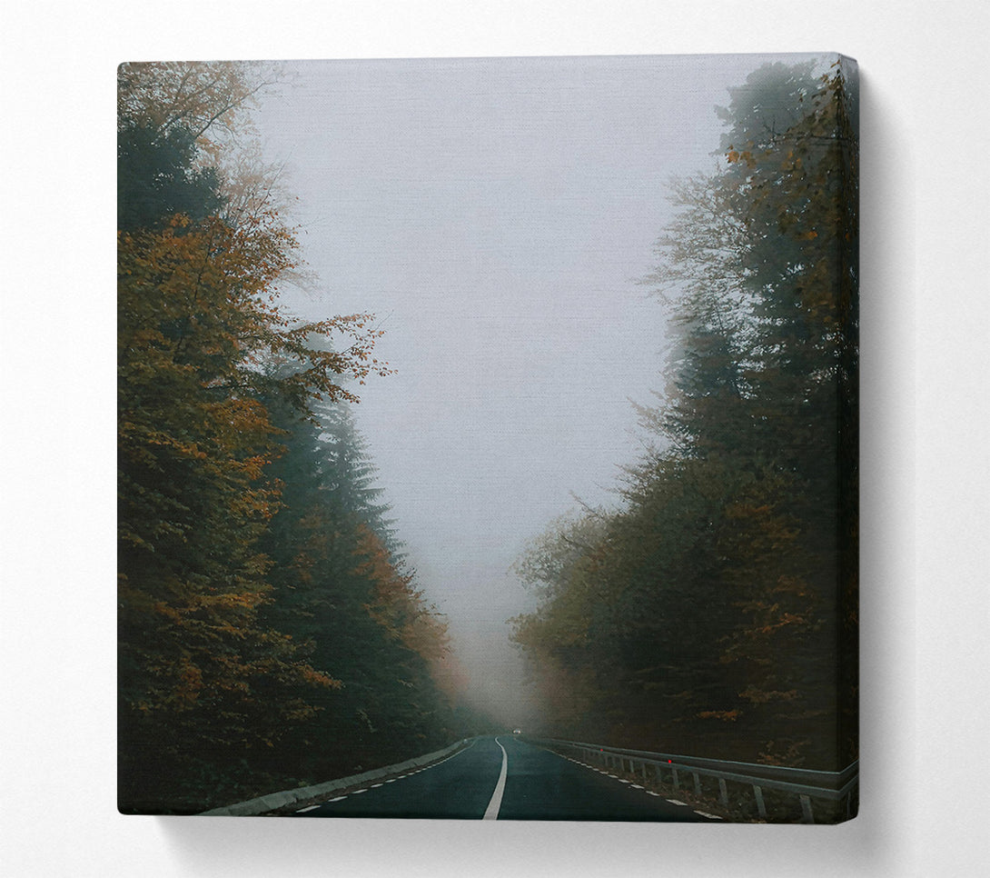  A Canvas Print of Grey Foggy Road Canvas Wall Art