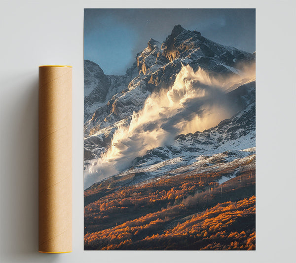 Golden Avalanche Peak Giclee Print