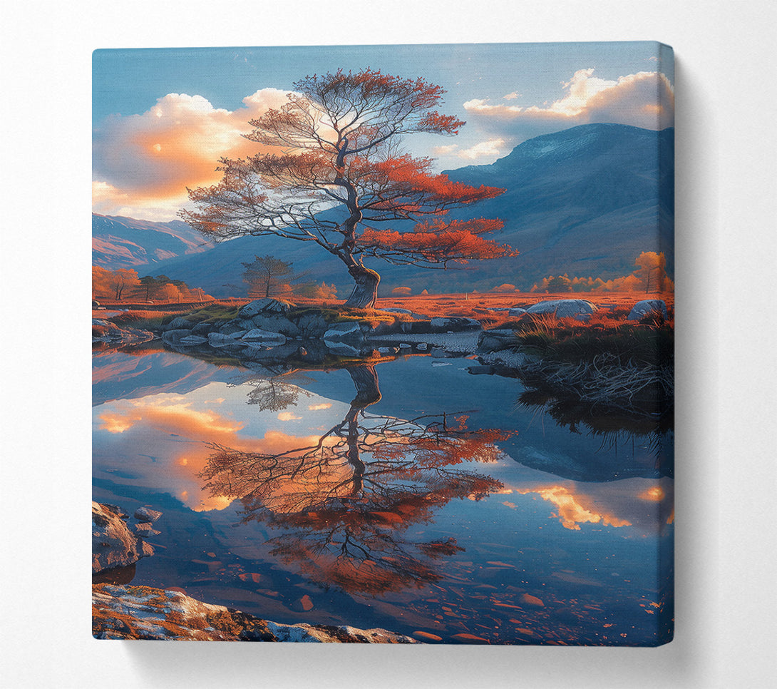  A Canvas Print of Orange Tree Reflection Canvas Print