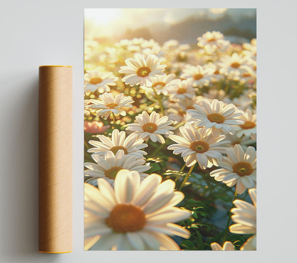 Golden Daisies In Bloom Poster