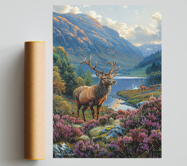 Purple Mountain Stag Giclee Print