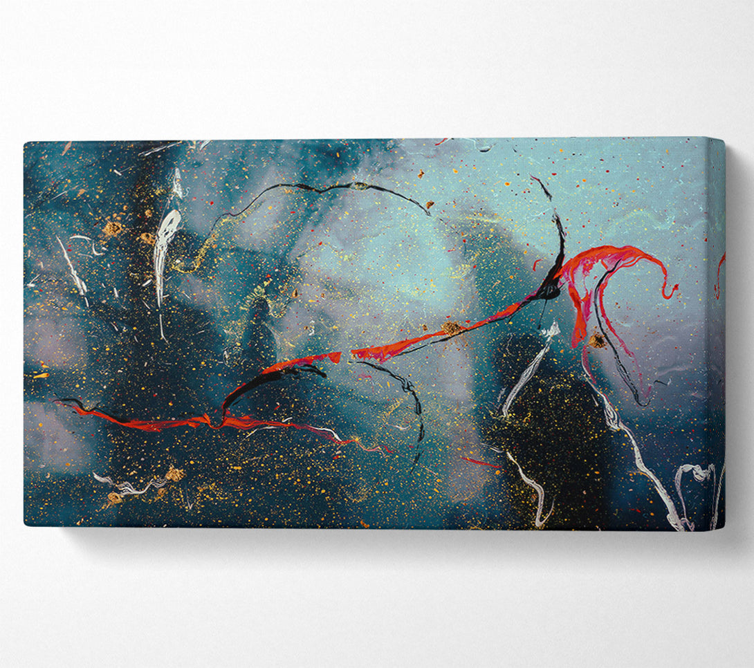  A Canvas Print of Teal Splashes Of Gold Canvas Wall Art