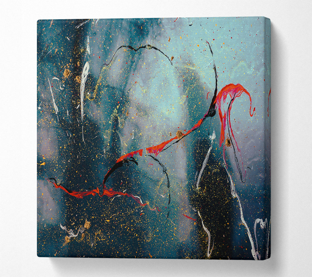  A Canvas Print of Teal Splashes Of Gold Canvas Wall Art