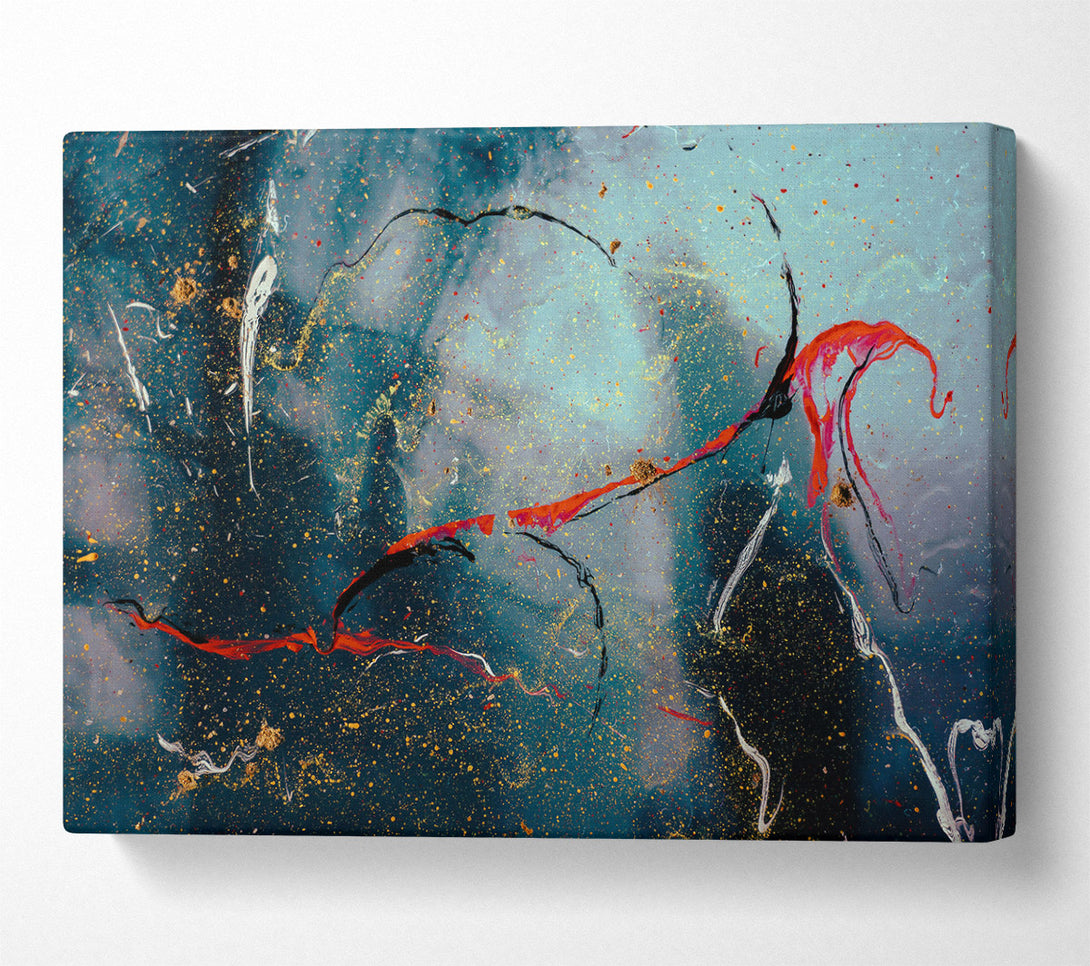  A Canvas Print of Teal Splashes Of Gold Canvas Wall Art