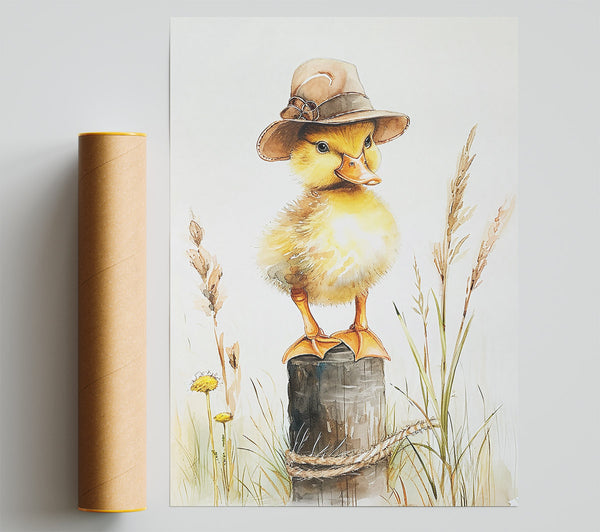 Yellow Duckling In A Hat Giclee Print