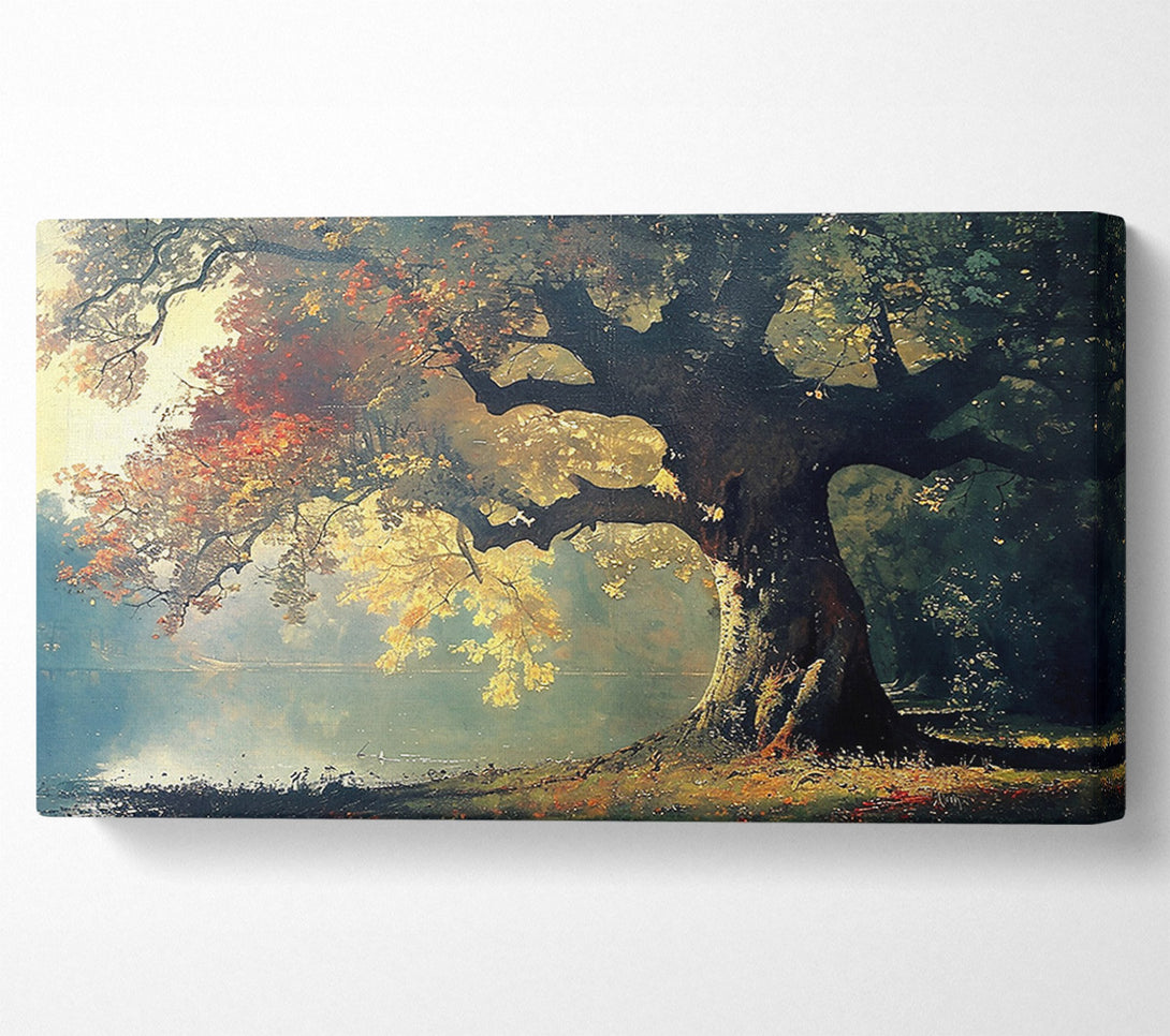 A Canvas Print of Golden Autumn Reflections Canvas Wall Art