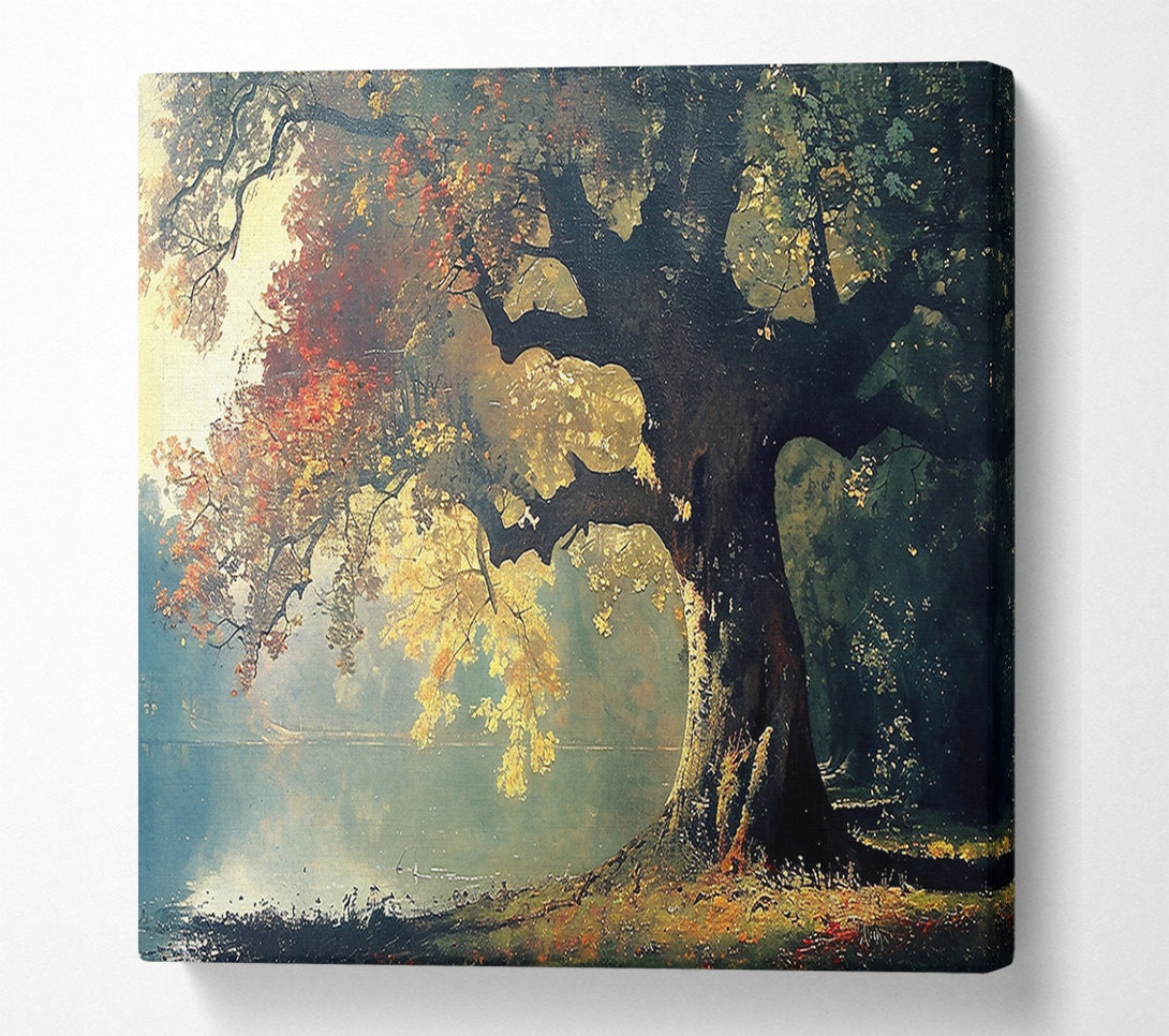  A Canvas Print of Golden Autumn Reflections Canvas Wall Art