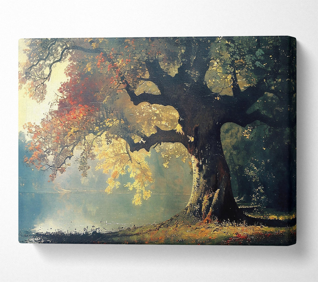  A Canvas Print of Golden Autumn Reflections Canvas Wall Art