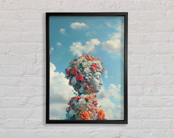 Flowers On Buddha Framed Print