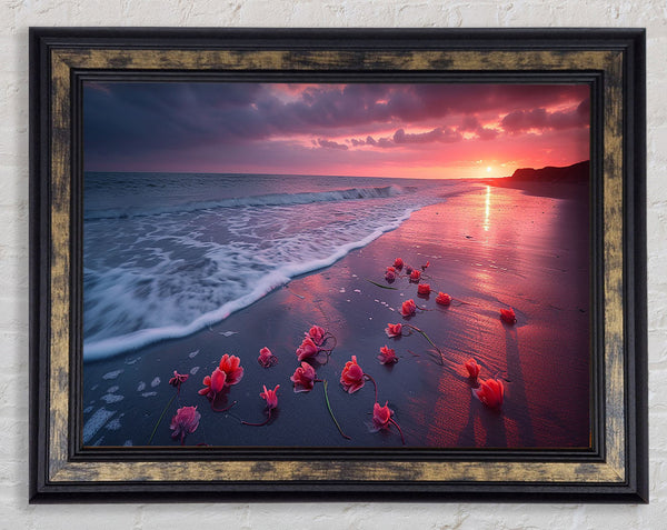 Flowers On The Beach Framed Print