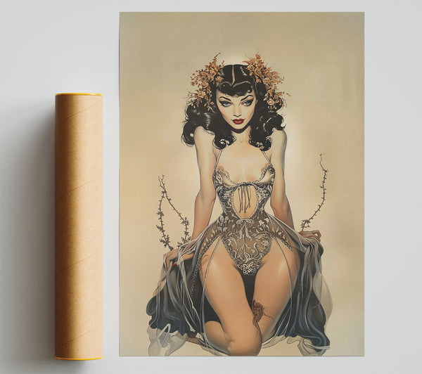 Silver Lace And Thorn Print