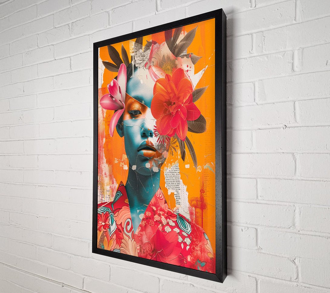  A Canvas Print of Flowers Oriental Woman Canvas Art