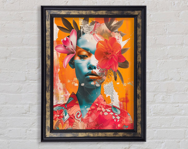 Flowers Oriental Woman Framed Print