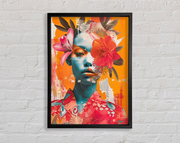 Flowers Oriental Woman Framed Print