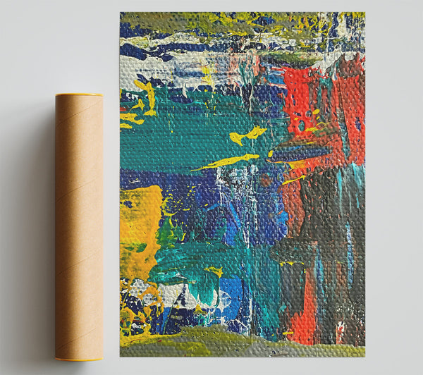 Teal & Yellow Abstract Giclee Print