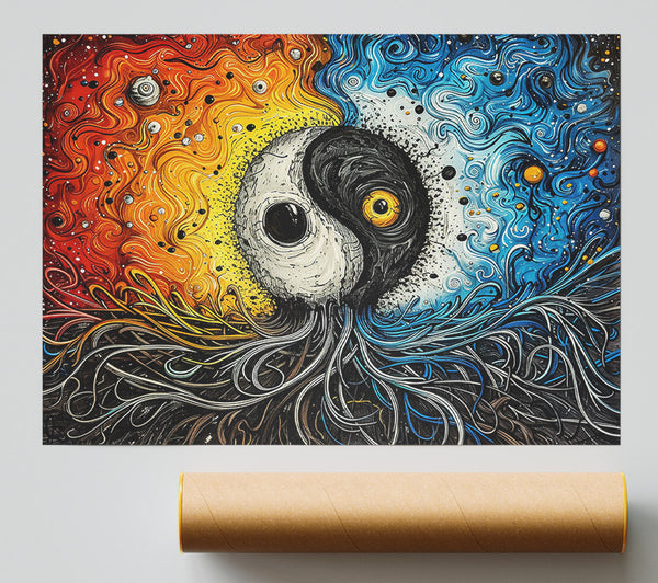 Blue Yin Yang Cosmos Giclee Print