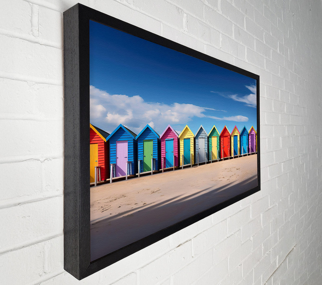  A Canvas Print of Blue Beach Cabins Canvas Wall Art