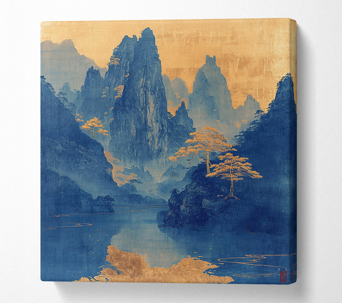  A Canvas Print of Golden Blue Mountain Lake Canvas Art