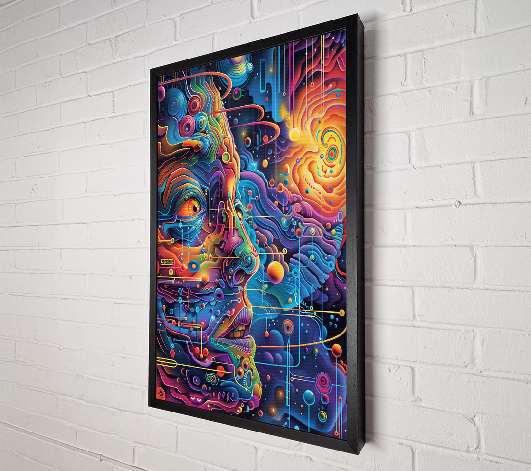  A Canvas Print of Neon Blue Cosmic Face Canvas Print