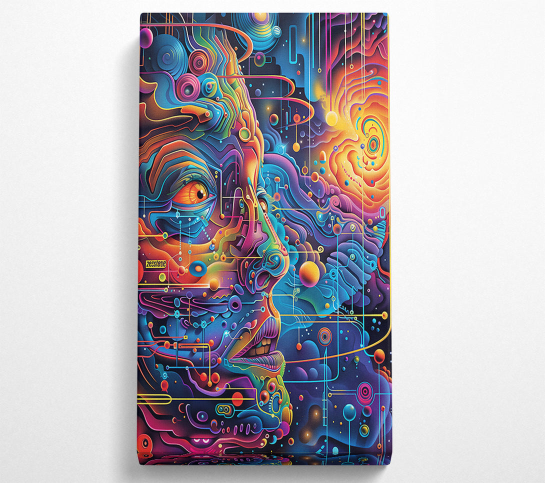  A Canvas Print of Neon Blue Cosmic Face Canvas Print