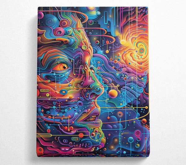  A Canvas Print of Neon Blue Cosmic Face Canvas Print