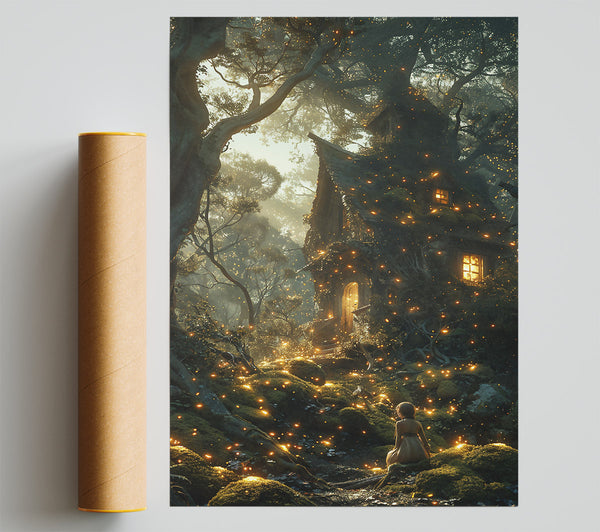 Golden Firefly Cottage Poster