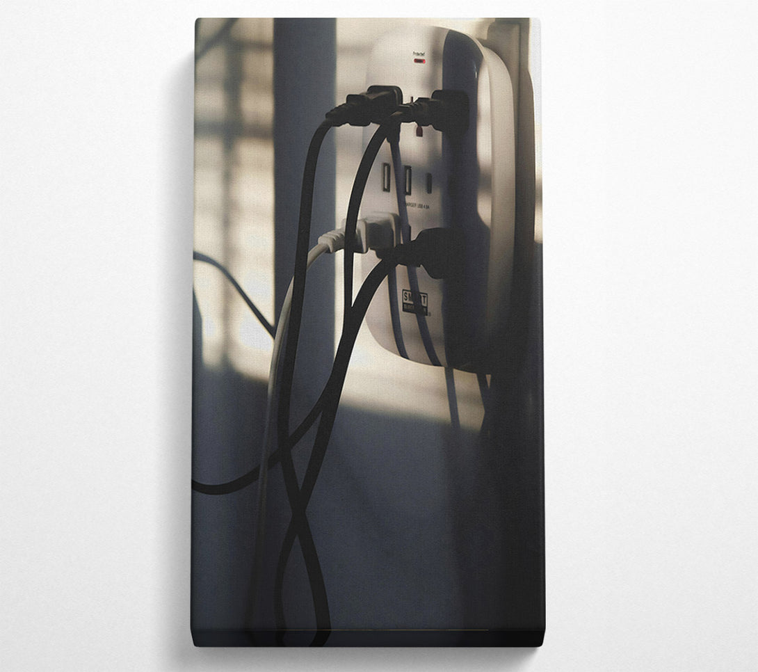  A Canvas Print of White Wall Tangled Wires Canvas Print